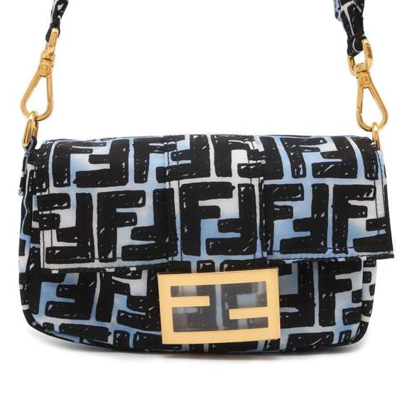 Fendi Handbags - Fendi Zucca Baguette Mini Nylon Body Bag Black